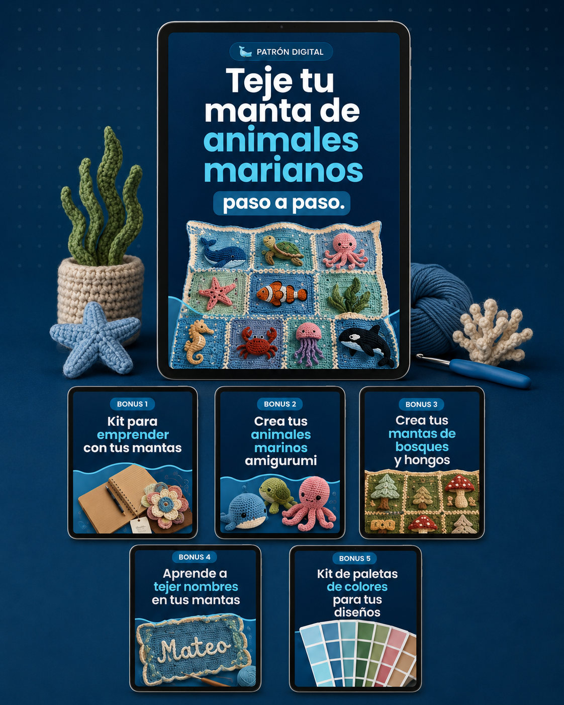 CREÁ TU MANTA DE ANIMALES MARINOS PASO A PASO